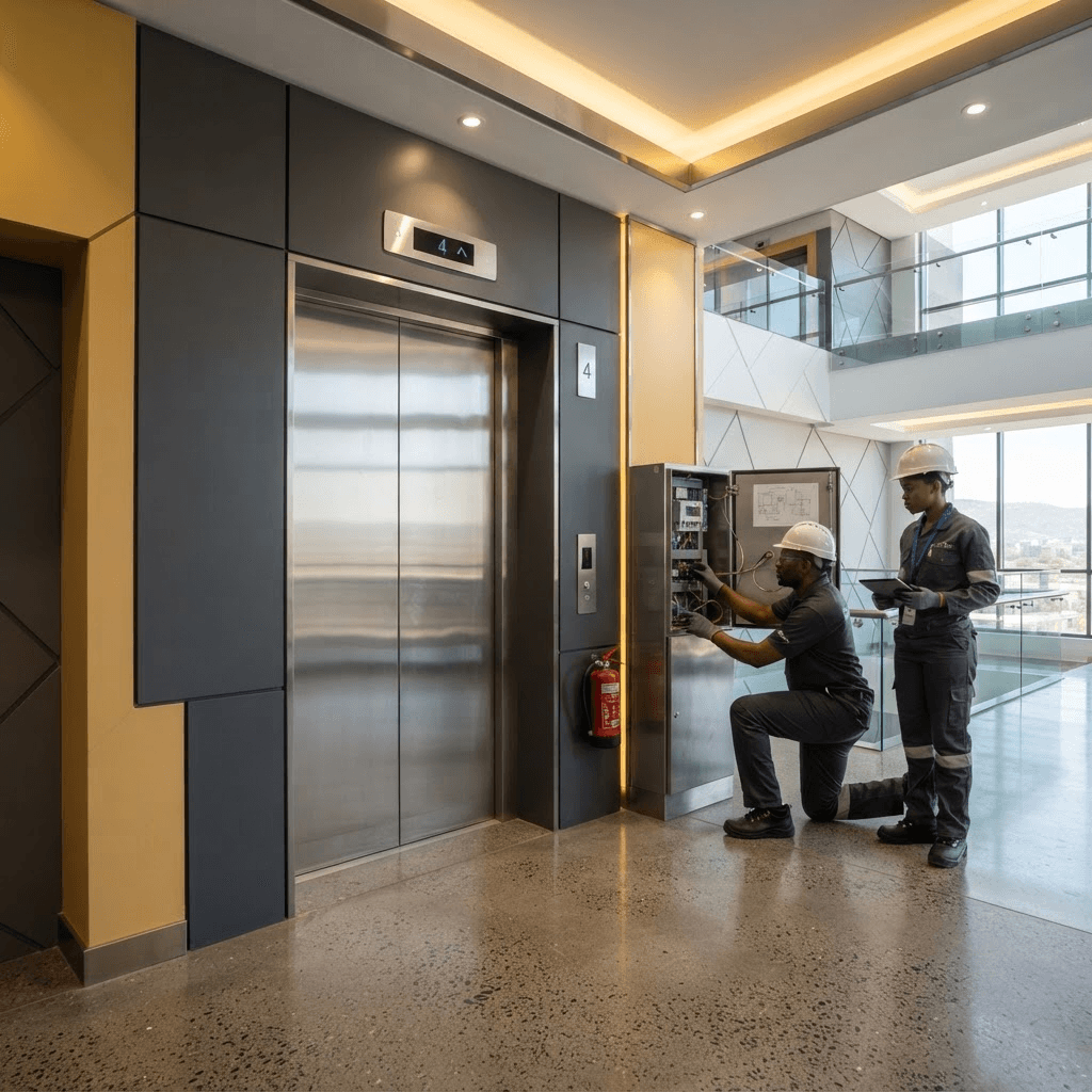 Passenger elevator system for a Zimbabwean commercial building