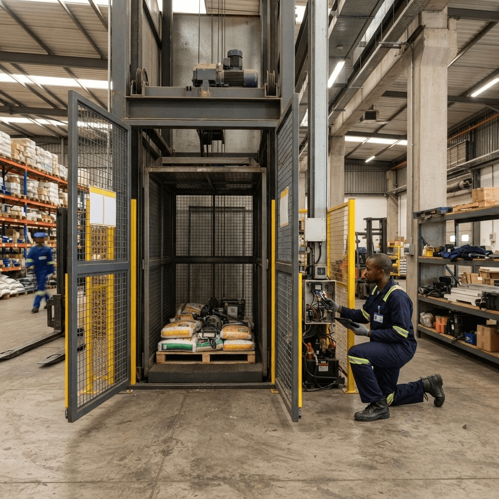 Goods elevator installation at Hwange Power Station